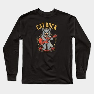 meow, rock, and guitar Long Sleeve T-Shirt